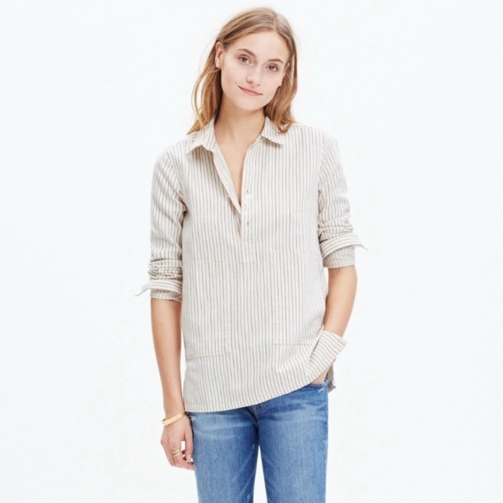 Madewell Sailor Striped Popover Collared Shirt S